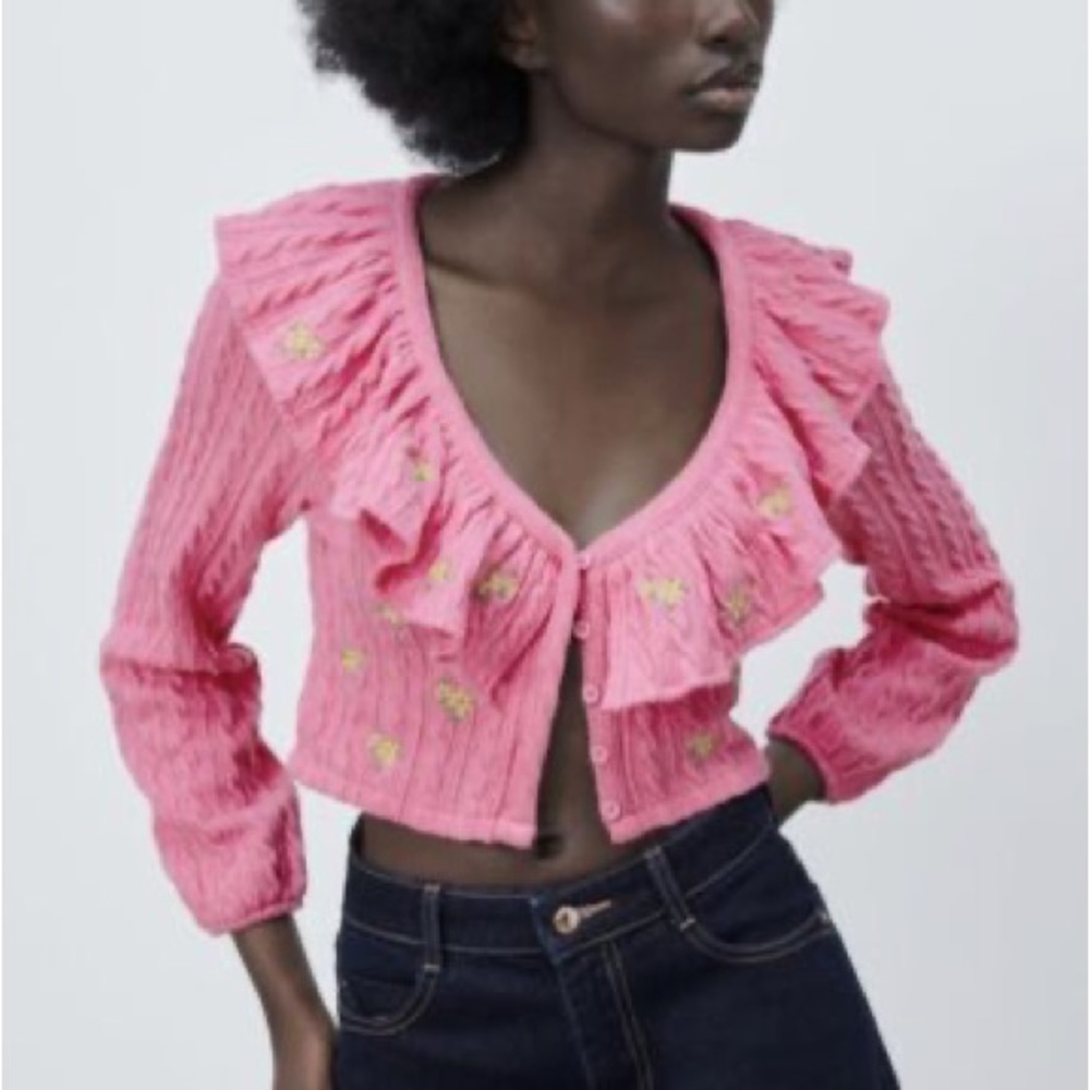 Zara Ruffle Floral Cardigan